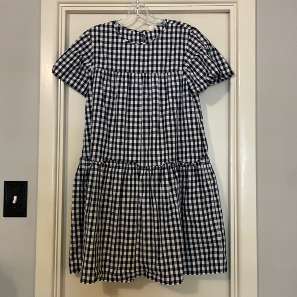 J Crew girls size 16 navy gingham dress